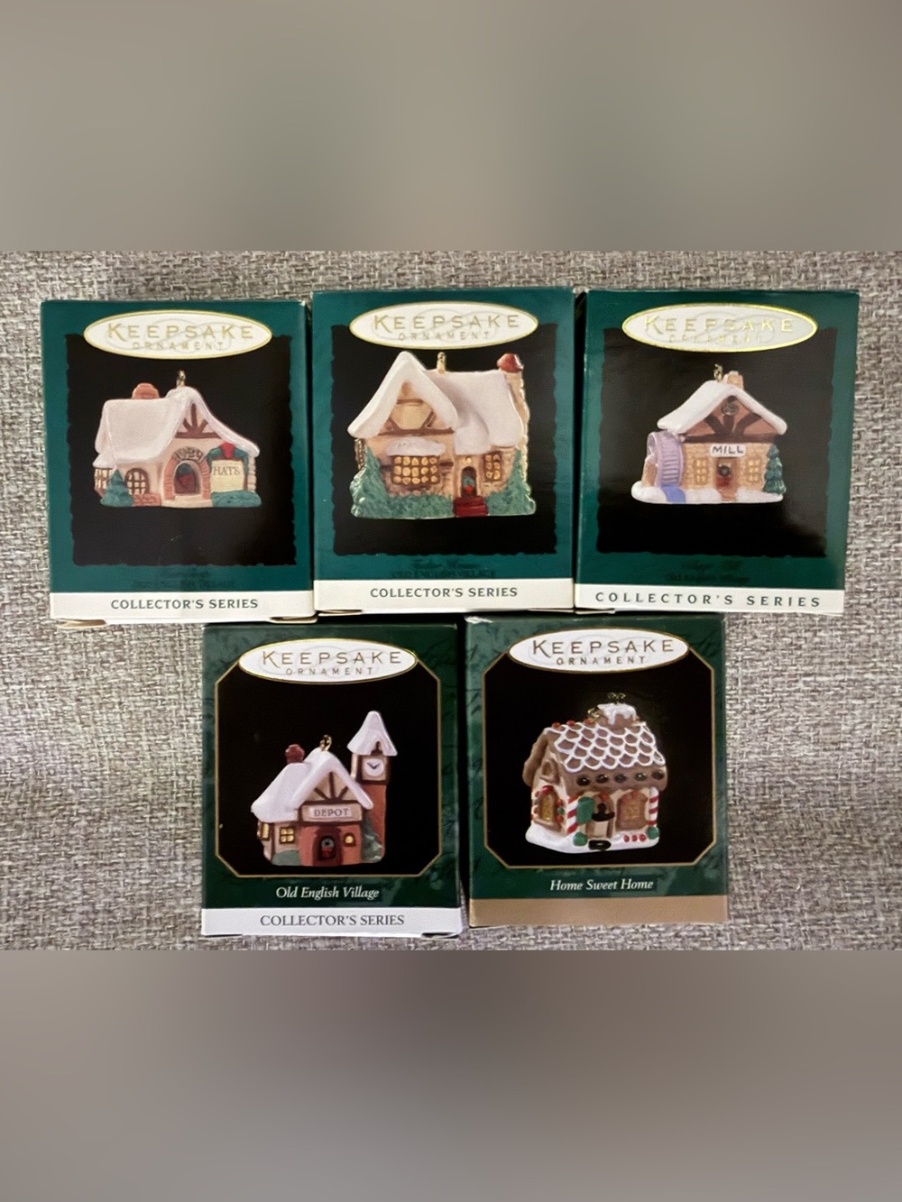 Vintage Hallmark Keepsake Miniature Old English Village Ornament Bundle